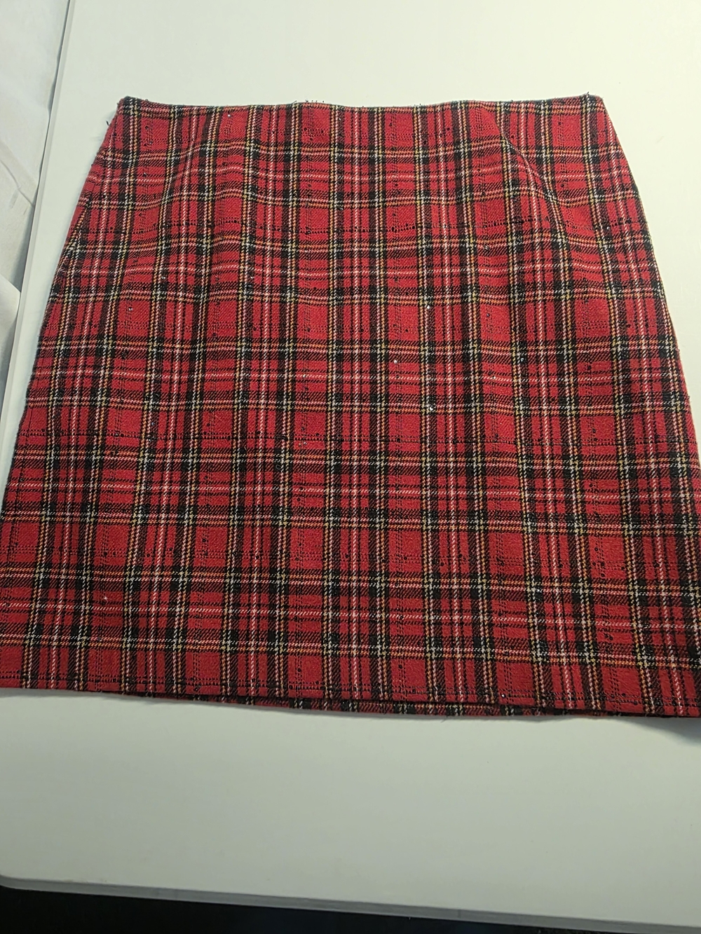 Talbots Red Plaid Mini Skirt with Black and White Accents